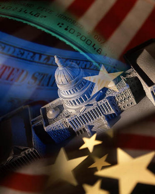 抽象金融图片-金融图 美国 白宫 五星 星条旗 国