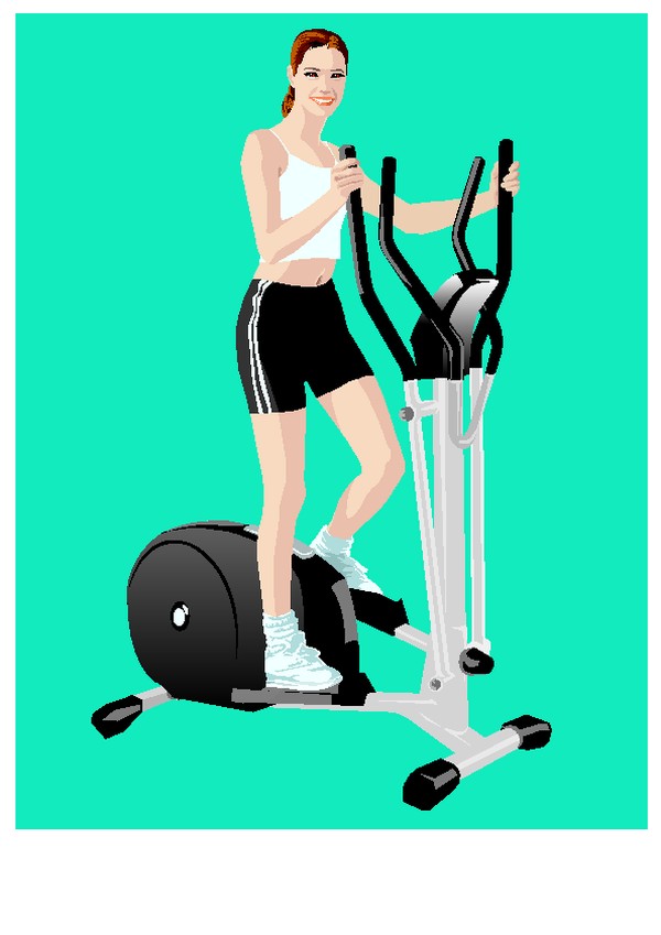 休闲运动图片-卡通人物图 健身器材 强身健体 
