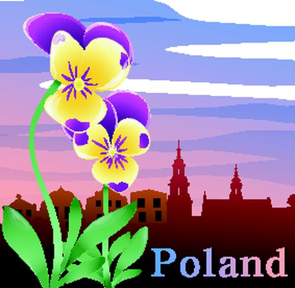 分层花纹-国家与鲜花-Poland 首都 城市