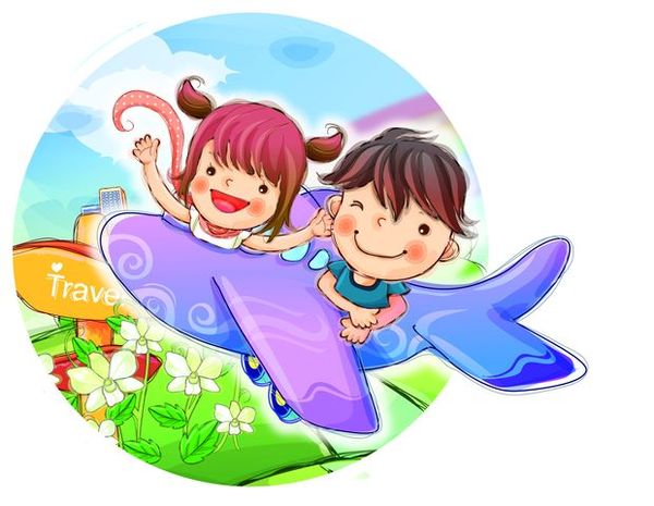梦想儿童图片-人物图 伙伴 同坐 飞机,人物,梦想