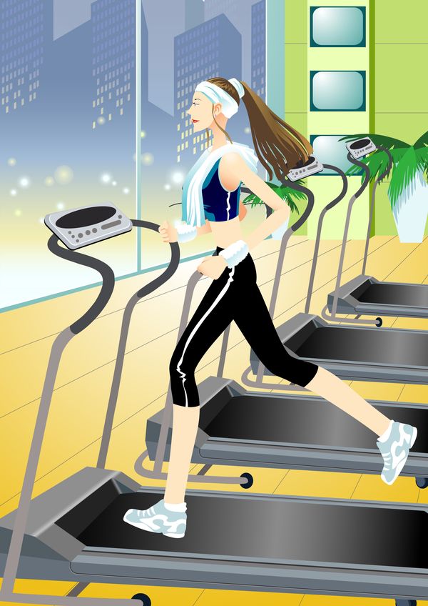 减肥瘦身图片-标题插画图 跑步 机械 体育管 锻
